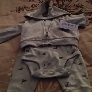 Carters Onesies dinasor print size 9mo color Olive and Gray